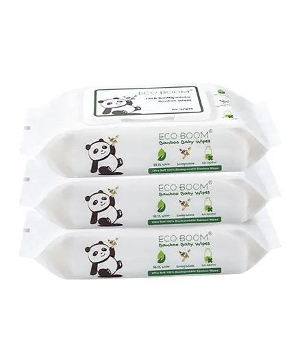 Eco Boom Biodegradable Wipes Pack of 3 - 180 Pieces