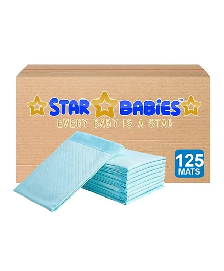 Star Babies 89pcs Regular Disposable Changing Mat with 36pcs Scented Changing Mats Blue - Pack of 125