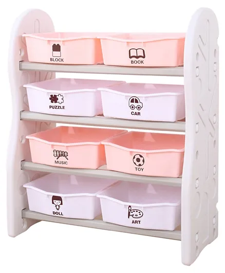 Little Angel Kids Toys Storage Multipurpose Rack - Pink and White