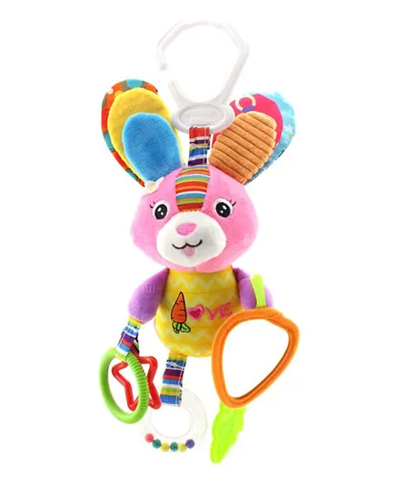 Happy Monkey Hanging Plush Soft Toy Rattle Pack of 1 - Rabbit
