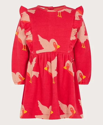 مونسون تشيلدرن فستان بونتي للأطفال بطبعة بيبي روبن - أحمر