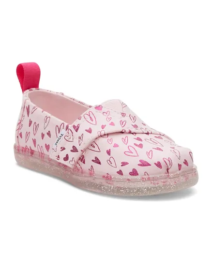 Toms Foil Hearts Print Tiny Alp Espedrille Shoes - Pink