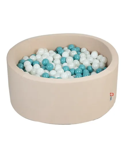 Ezzro Round Ball Pit With 600 Balls - Pearl, White & Aquamarine