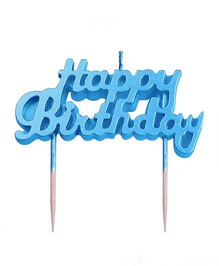 Highland Happy Birthday Candle Cake Topper - Blue