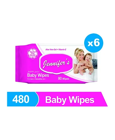 Jennifer’s Baby Wipes Pack of 6 - 480 Pieces
