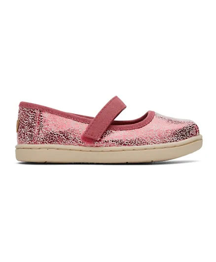 Toms Crackle Foil Tiny Mary Jane Ballerinas - Pink