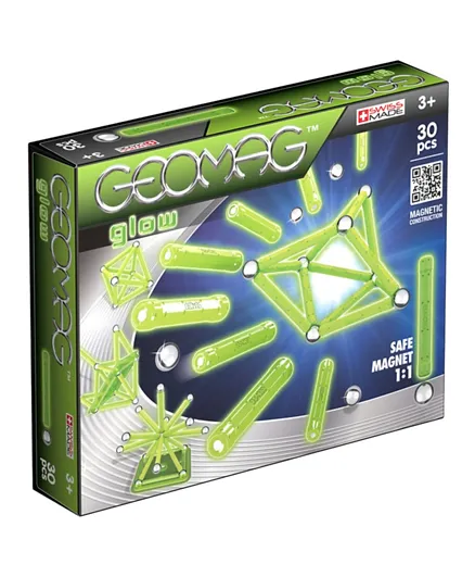 Geomag Glow Educational Building Set With Magnetic Rods - 30 Pieces