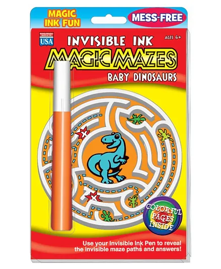 قلم سحري بتصميم ديناصورات للأطفال من ديزني - حبر غير مرئي وكتاب أحجية - متعدد الألوان