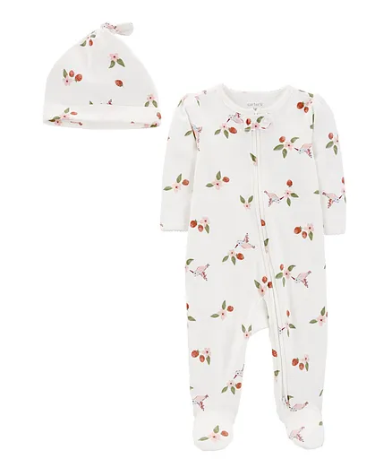 Carter's 2-Pack Sleep & Play & Cap Set - White