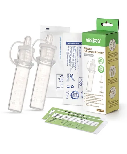 Haakaa Silicone Colostrum Pre-Sterilised Collectors - Pack of 2