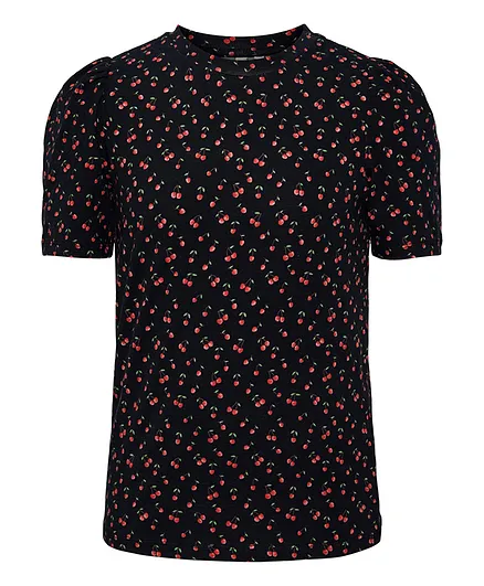 Little Pieces All Over Printed Top - Black