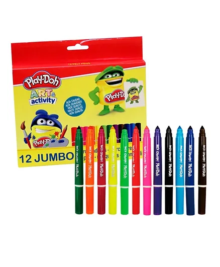 أقلام فيلت تيب جامبو من بلاي-دوه متعددة الألوان - عبوة من 12