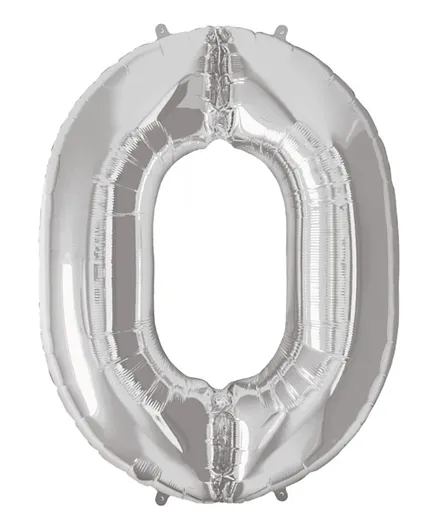 Qualatex Number 0 Balloon Silver- 34 Inches