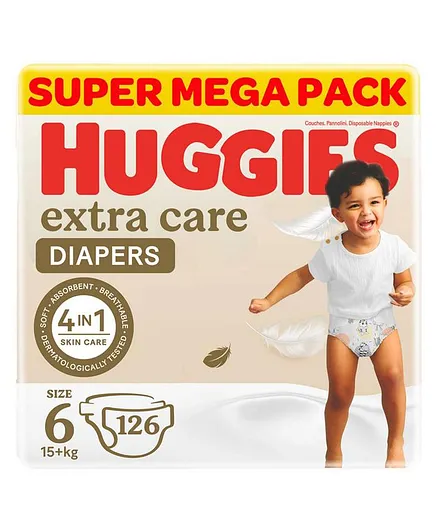 Huggies Extra Care Diapers Mega Pack of 3 Size 6 - 126 Pieces