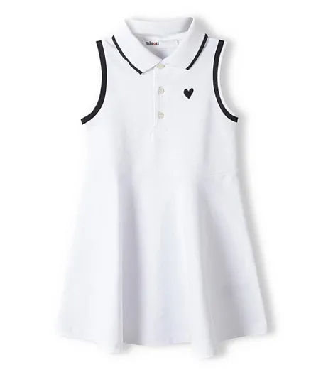 Minoti Heart Embroidered Polo Pique Vest Dress - White