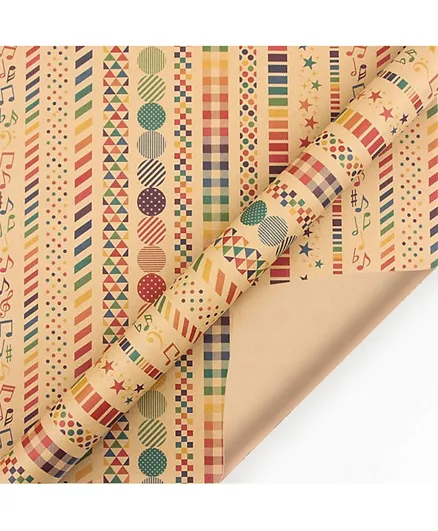 Generic Printed Kraft Wrapping Paper Multicolor - 6 Pieces