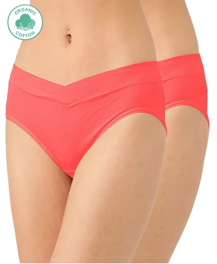 Inner Sense 2 Pack Organic Cotton Antimicrobial Maternity Panty - Bright Pink