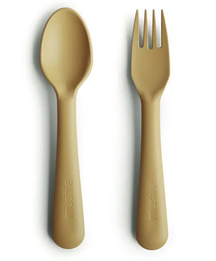 Mushie Fork and Spoon - Mustard