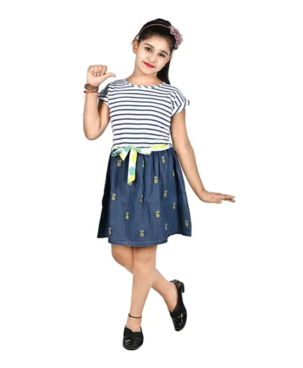 فلاور غيرل فستان ميني بتفاصيل دانتيل للفتاة الصغيرة - متعدد الألوان