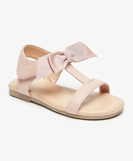 Flora Bella by ShoeExpress Bow Applique Strap Sandals - Pink