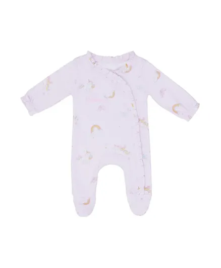 Little IA Organic Cotton Unicorn Printed Ruffled Sleep Suit - Pink