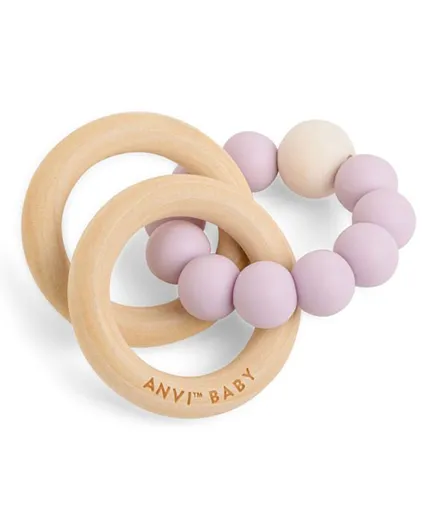 Anvi Baby Wood and Silicone Teether - Lavenders Blue