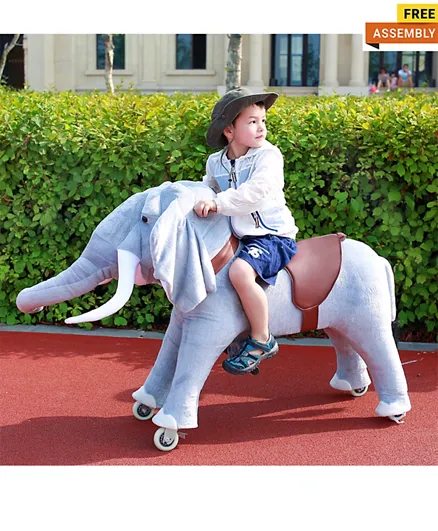 لعبة تشغيل ركوب الفيل الأفريقي للأطفال من توبي بوني سايكل - أبيض