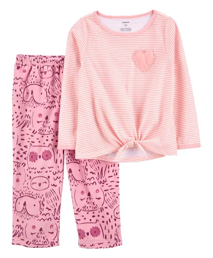 Carter's 2-Piece Loose Fit Poly & Fleece Pajamas - Pink