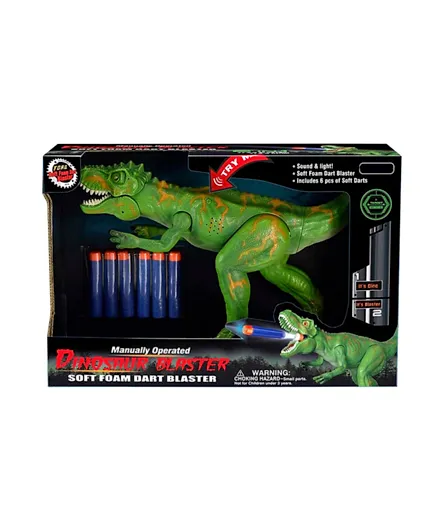 دينومايت مجموعة الديناصور مع مسدس سهام الفوم الناعم - أخضر
