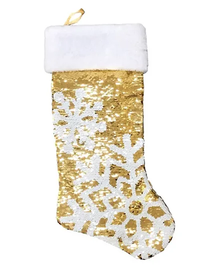 Party Magic Christmas Reversible Sequins Stocking - Gold