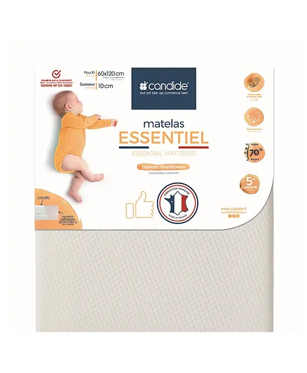 Candide Essential Baby Mattress - White