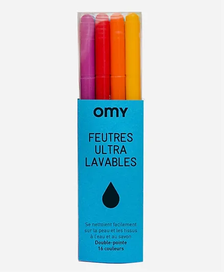 Omy Washable Felt Pen Pack Of 16- Multicolour