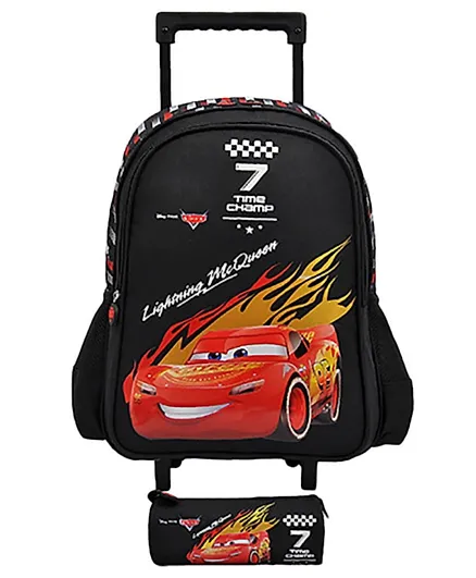 Disney Pixar Cars Think Fast Trolley Bag with Pencil Case Black - 16 Inches