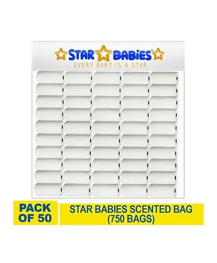 Star Babies Scented Bags White - Pack of 50 (15 Each)
