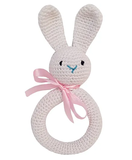 Pikkaboo Handmade Crocheted Bunny Teether - White