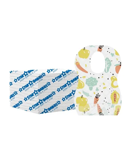 Star Babies Combo Pack Disposable Bibs + Changing Mat White - 30 Pieces