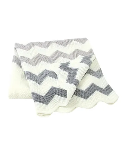 Star Babies Knitted Blanket - Grey/White