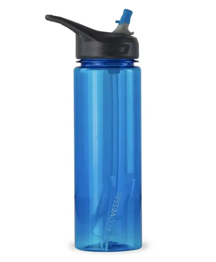 زجاجة بلاستيكية ويف تريتان مع غطاء بمزاز قابل للطي من إيكوفيسيل أزرق - 709 مل