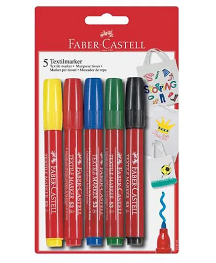 Faber Castell Textile Color Marker Multicolor - 5 Pieces