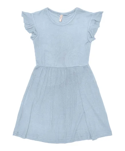 فستان أونلي كيدز بأكمام كشكشة - الأزرق الكشمير