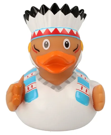 Lilalu Native American Chief Rubber Duck Bath Toy - White