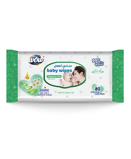 Wow Fragrance Free Baby Wipes - 80 Pieces
