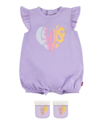 Levi's LVG Heart Graphic Bodysuit & Bootie Set - Purple