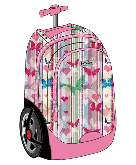 Everyday 3 In 1 Big Wheels Trolley Bag Pink - 18 Inches