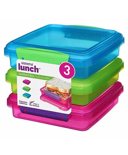 Sistema Lunch Box Multicolour Pack of 3 - 450mL each