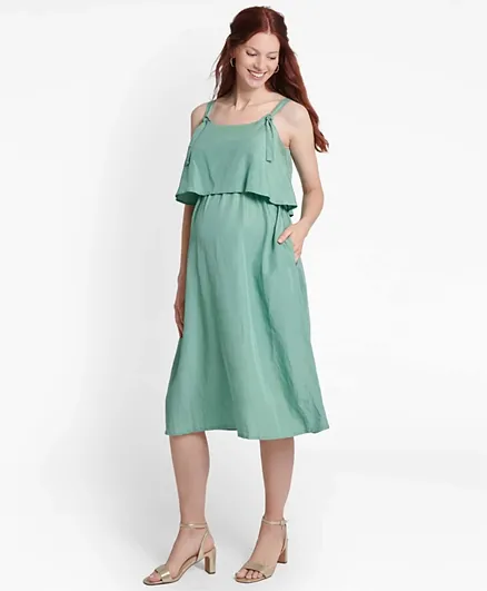 جوجو مامان بيبي - فستان حمل ورضاعة ذو طبقة مزدوجة - أخضر
