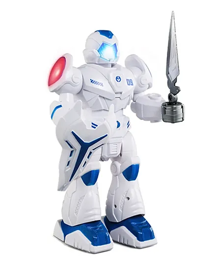 Little Angel Mech Armor Robot Toy for Kids 4+, Cool Light Effects, Musical, 18.5x14x29cm - White & Blue