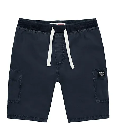 Minoti Patched Poplin Shorts With Cargo Pockets - Navy Blue