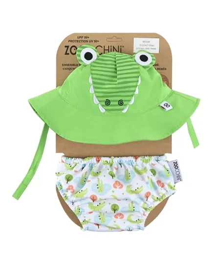 ZOOCCHINI Baby Swim Diaper & Sun Hat Set Medium - Alligator