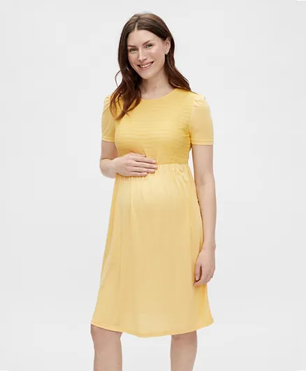 Mamalicious Popcorn Maternity Dress - Yellow